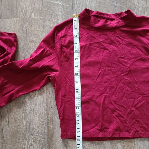 Fashion Nova Melanie Long Sleeve Mock Neck Crop Top Wine Size M - Picture 7 of 7